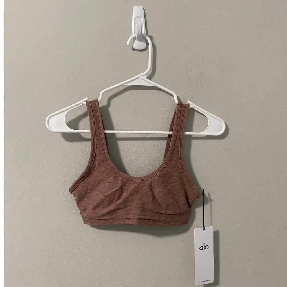 New Alo Yoga Alosoft Center Stage Bra, Pink Quartz, Size XXS